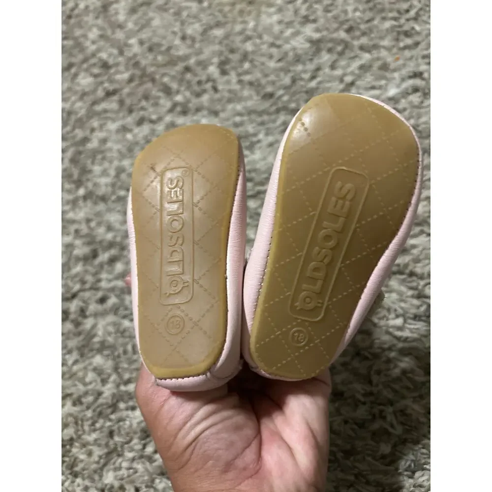Old Soles Pink Leather Cutout Pre-walker Shoes Infant Baby 18